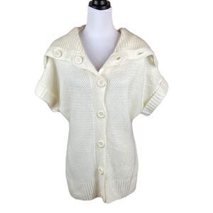 Harvé Benard Ivory Short Sleeve Sweater, Size S, NWT